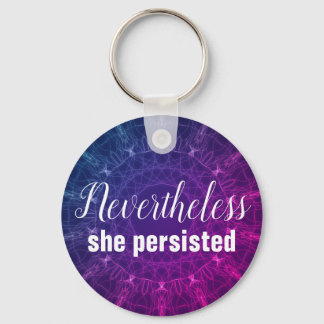 Nevertheless She Persisted Quote Purple White Girl Key Ring
