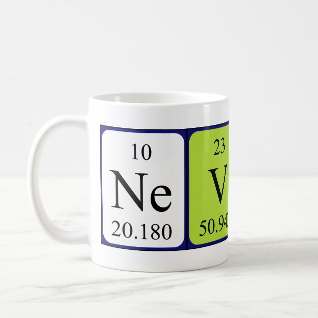 Nevio periodic table name mug (Left)