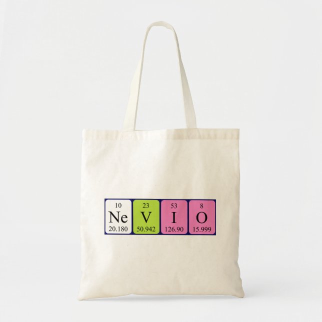 Nevio periodic table name tote bag (Front)