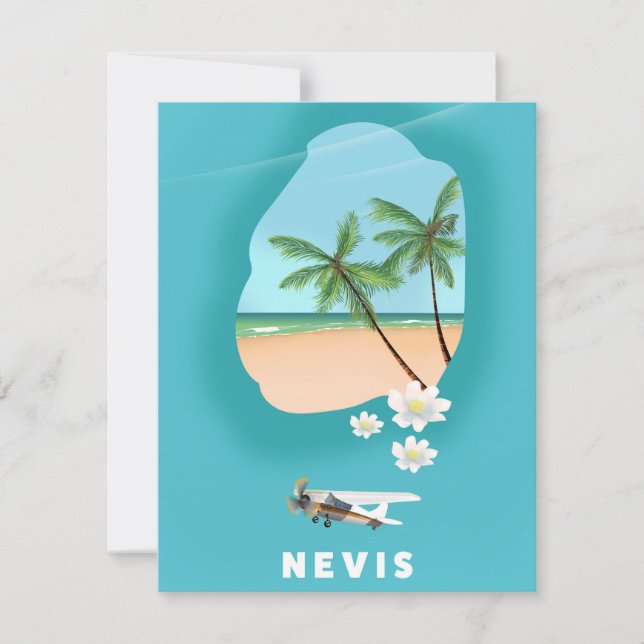Nevis Caribbean island Illustrated map. (Front)