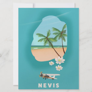 Nevis Caribbean island Illustrated map. Invitation