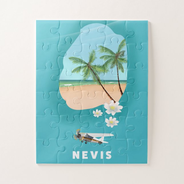Nevis Caribbean island Illustrated map. Jigsaw Puzzle (Vertical)