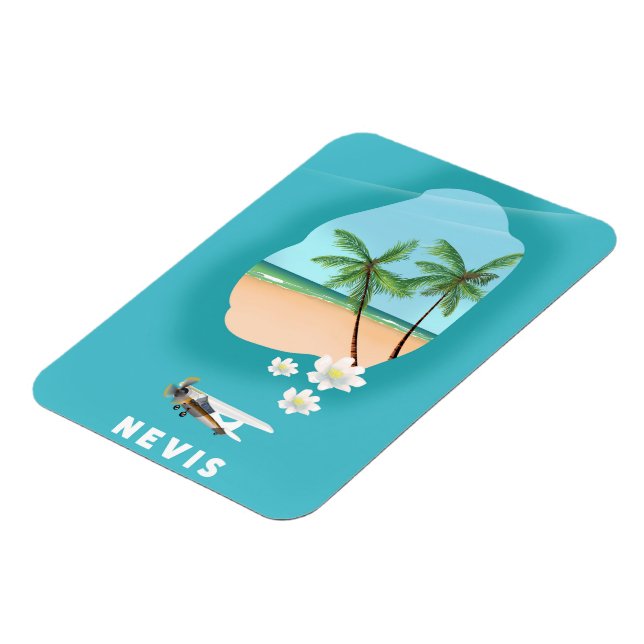 Nevis Caribbean island Illustrated map. Magnet (Left Side)