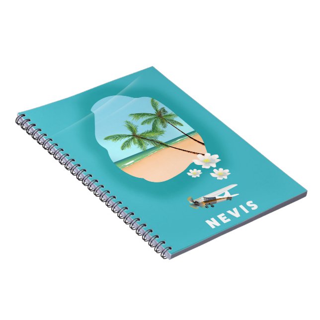 Nevis Caribbean island Illustrated map. Notebook (Right Side)
