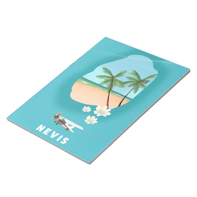 Nevis Caribbean island Illustrated map. Notepad (Angled)