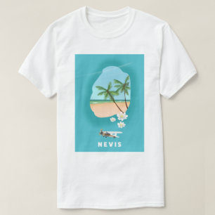 Nevis Caribbean island Illustrated map. T-Shirt