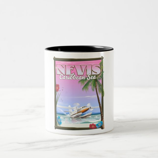 Nevis Holiday poster. Two-Tone Coffee Mug (Center)