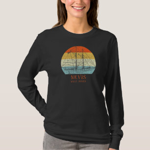 Nevis West Indies Vintage Blueprint Sailboat Vacat T-Shirt