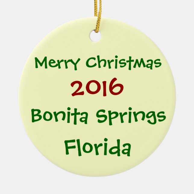 NEW 2016 BONITA SPRINGS FLORIDA CHRISTMAS ORNAMENT (Front)