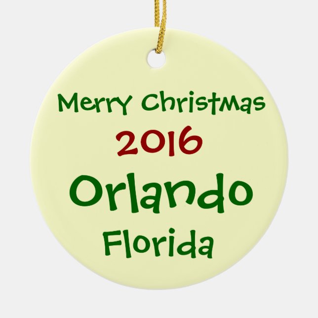 NEW 2016 ORLANDO FLORIDA MERRY CHRISTMAS ORNAMENT (Front)