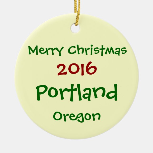 NEW 2016 PORTLAND OREGON MERRY CHRISTMAS ORNAMENT (Front)