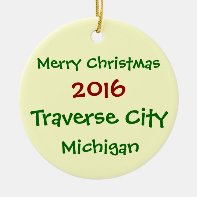 NEW 2016 TRAVERSE CITY MICHIGAN CHRISTMAS ORNAMENT (Front)