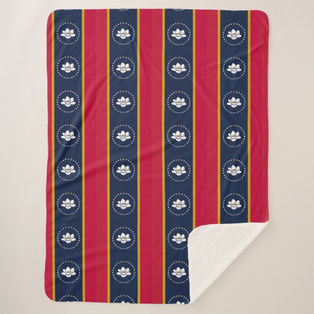 New 2020 Mississippi Flag Stripes Sherpa Blanket (Front)