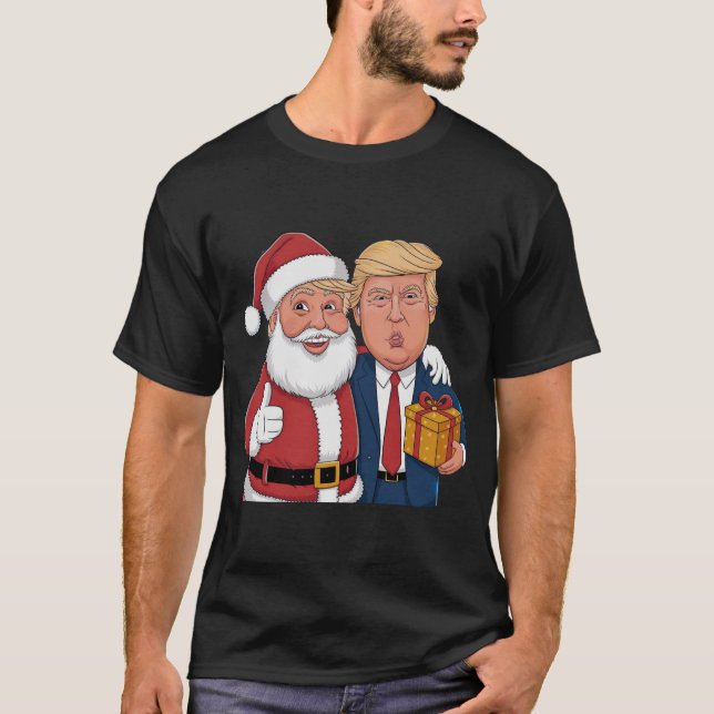 NEW 2024 Christmas - Trump and Santa Celebrating  T-Shirt (Front)