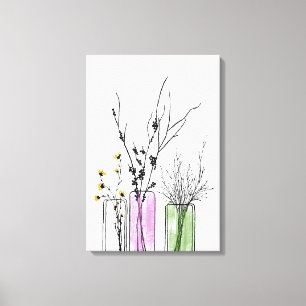 New 2 flowers vase Stretched Canvas Print
