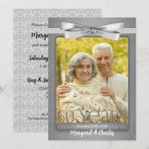 NEW 60th Diamond Wedding Anniversary Photo Party Invitation