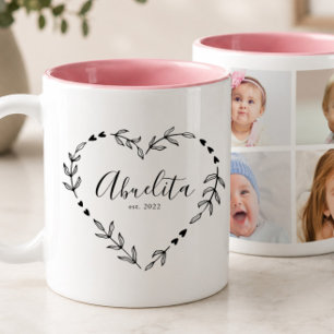 New Abuelita Year Est. Four Photo Collage Two-Tone Coffee Mug