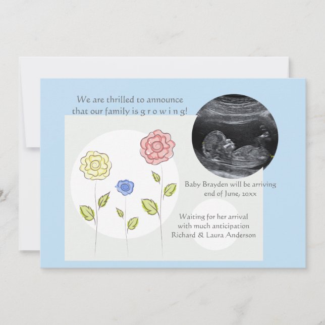 New Addition Blue Photo Pregnancy Announcement (Front)