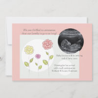 New Addition Pink Photo Pregnancy Announcement