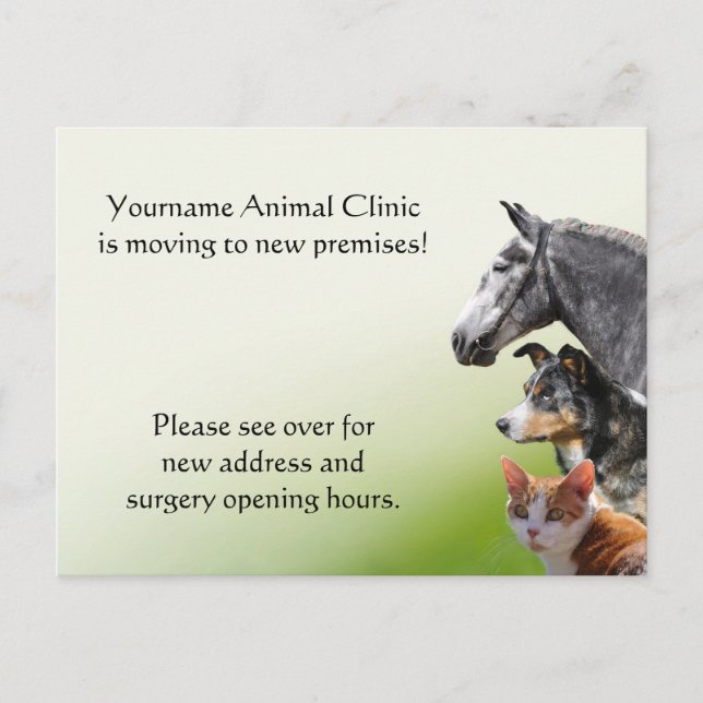 New address animal vet announcement postcard (Front)