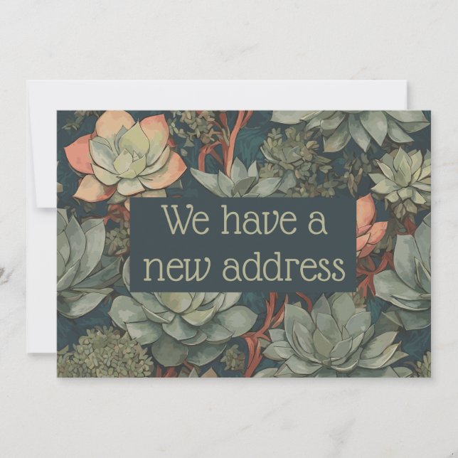 New Address Announcement | Green Succulent Plants (Front)