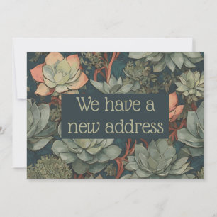 New Address Announcement Green Succulent Plants