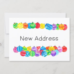 New Address Announcement , watercolor baubles