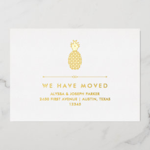 New Address Announcement with Gold Foil Pineapple