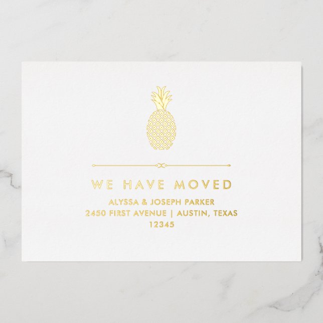 New Address Announcement with Gold Foil Pineapple (Front)
