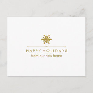 New Address at Christmas Glam Gold Snowflake Holiday Postcard