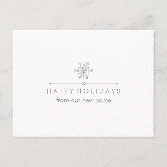New Address at Christmas Silver Snowflake Postcard (Front)