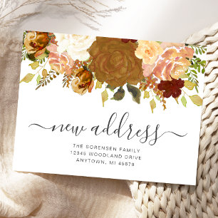 New Address Autumn Floral Moving Announcement Postcard