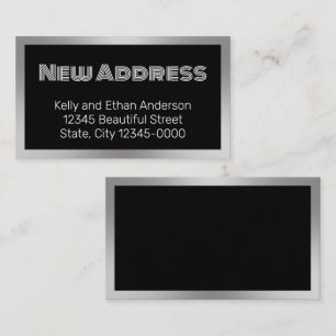 New Address Black Silver Moving Announcement Card