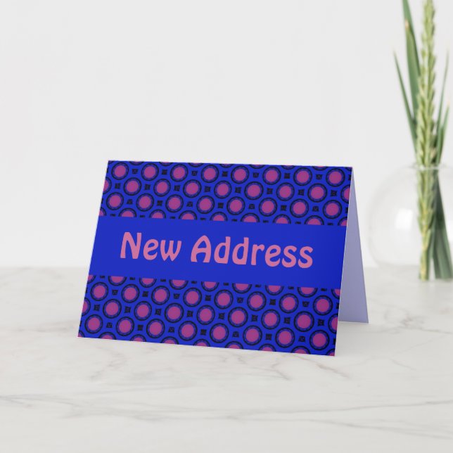 New Address Blue and pink Dots template (Front)