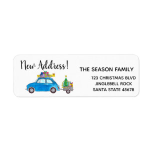 New Address blue fiat 500 Christmas gifts Label