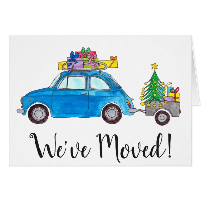 New Address Blue Fiat 500 with Christmas Gifts (Front Horizontal)