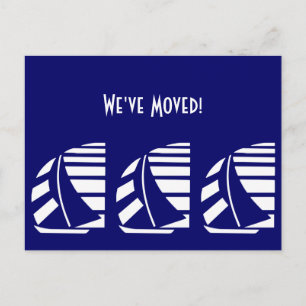 New Address Blue White Racing Sailboats Postcard