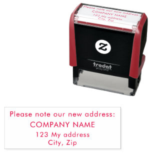 New address business company red self-inking stamp