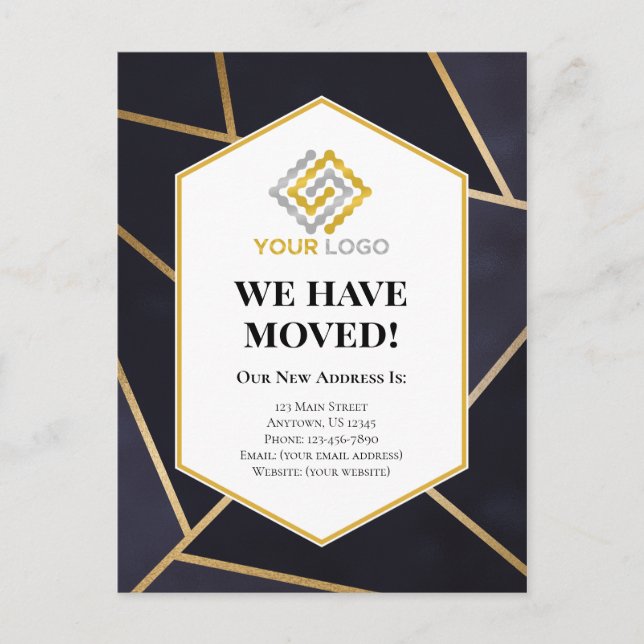 New Address Business Geometric Moving Announcement Postcard (Front)