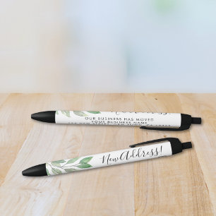 New Address Business Greenery Black Ink Pen