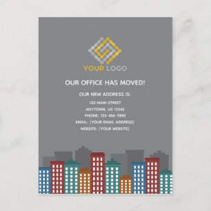 New Address Business Logo Office Moving Postcard