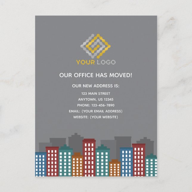 New Address Business Logo Office Moving Postcard (Front)