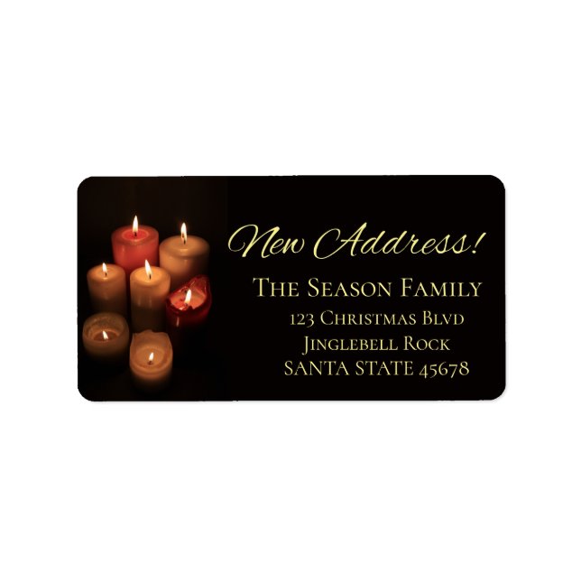 New Address Candles Christmas label (Front)