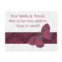 New Address Cards guests Butterfly Brocade red