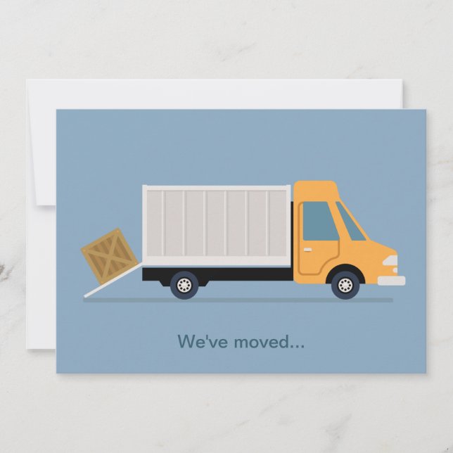 New Address Change Moving Truck Cute Blue Announcement (Front)