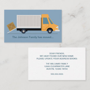 New Address Change Moving Truck Cute Blue Business Card