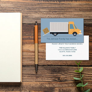 New Address Change Moving Truck Cute Blue Business Card