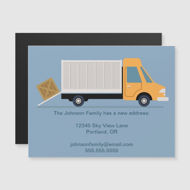 New Address Change Moving Truck Cute Magnet Card (Front/Back)