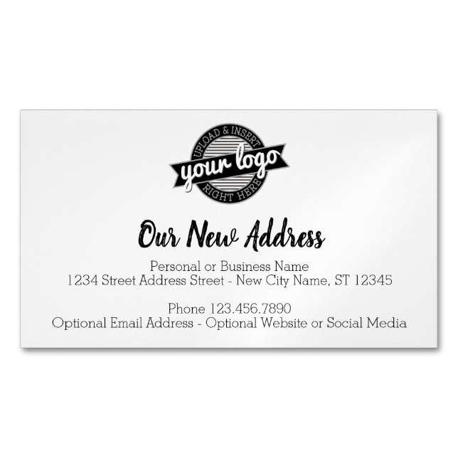 New Address Change with Business Logo Magnetic Business Card (Front)
