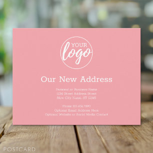 New Address Change with Business Logo Peach Announcement Postcard